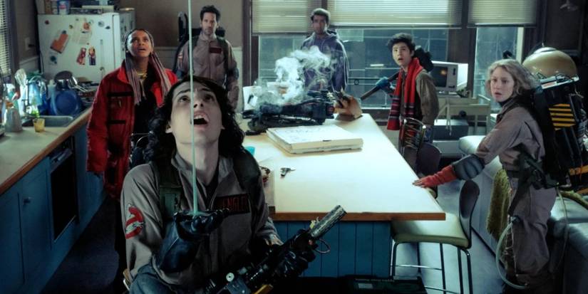 trevor looking at slimer's ectoplasm