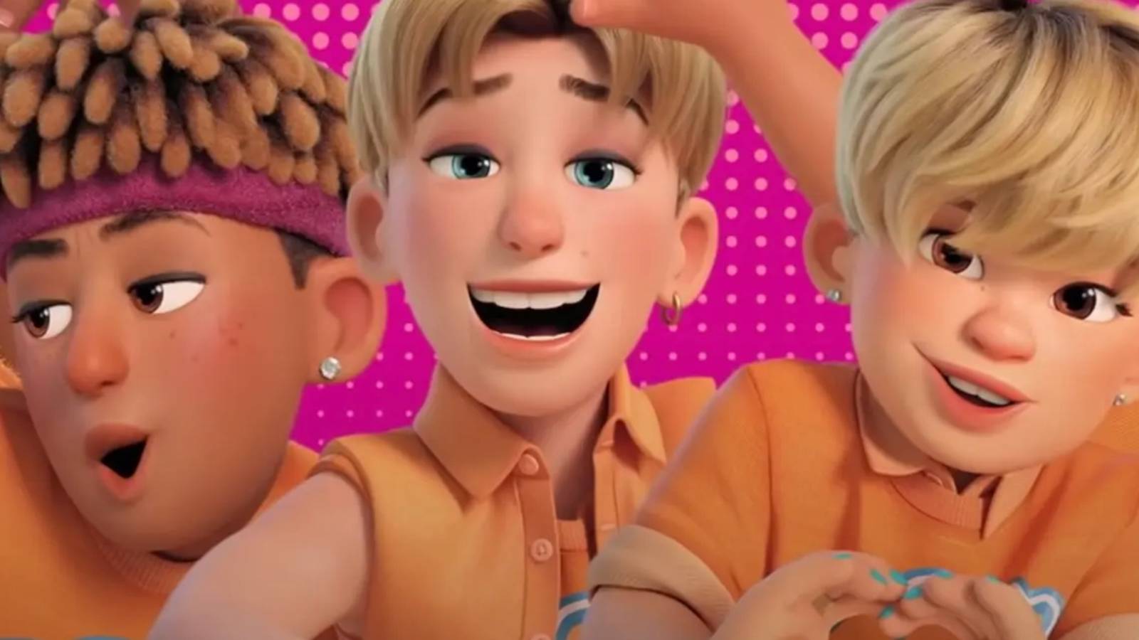 The band members of 4 Town in Turning Red