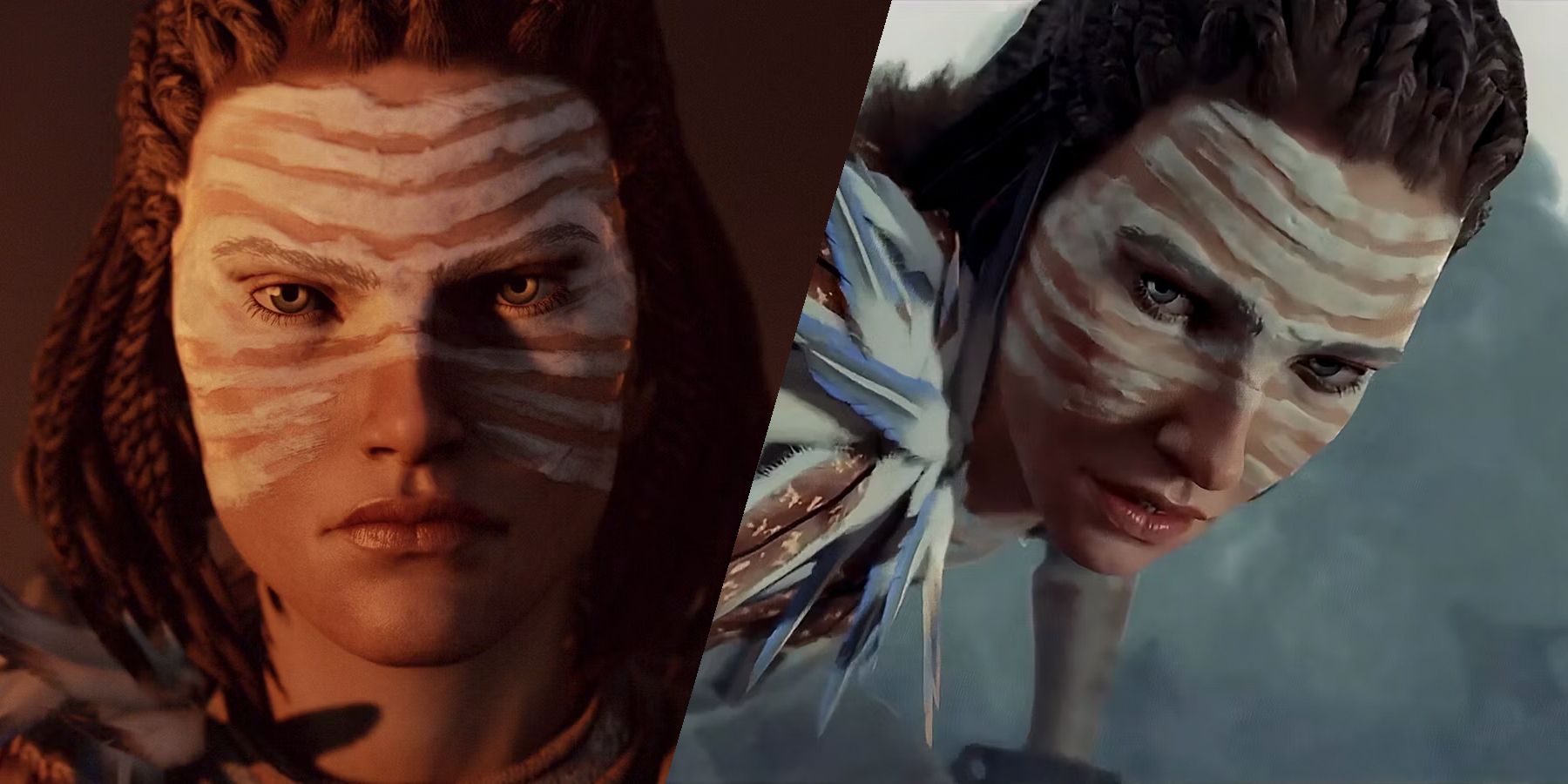 Two different shots of GreedFall 2's protagonist
