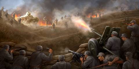 Two forces fighting in Hearts of Iron 4