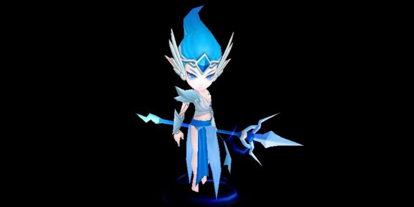 Tyron from Summoners War against a dark background.