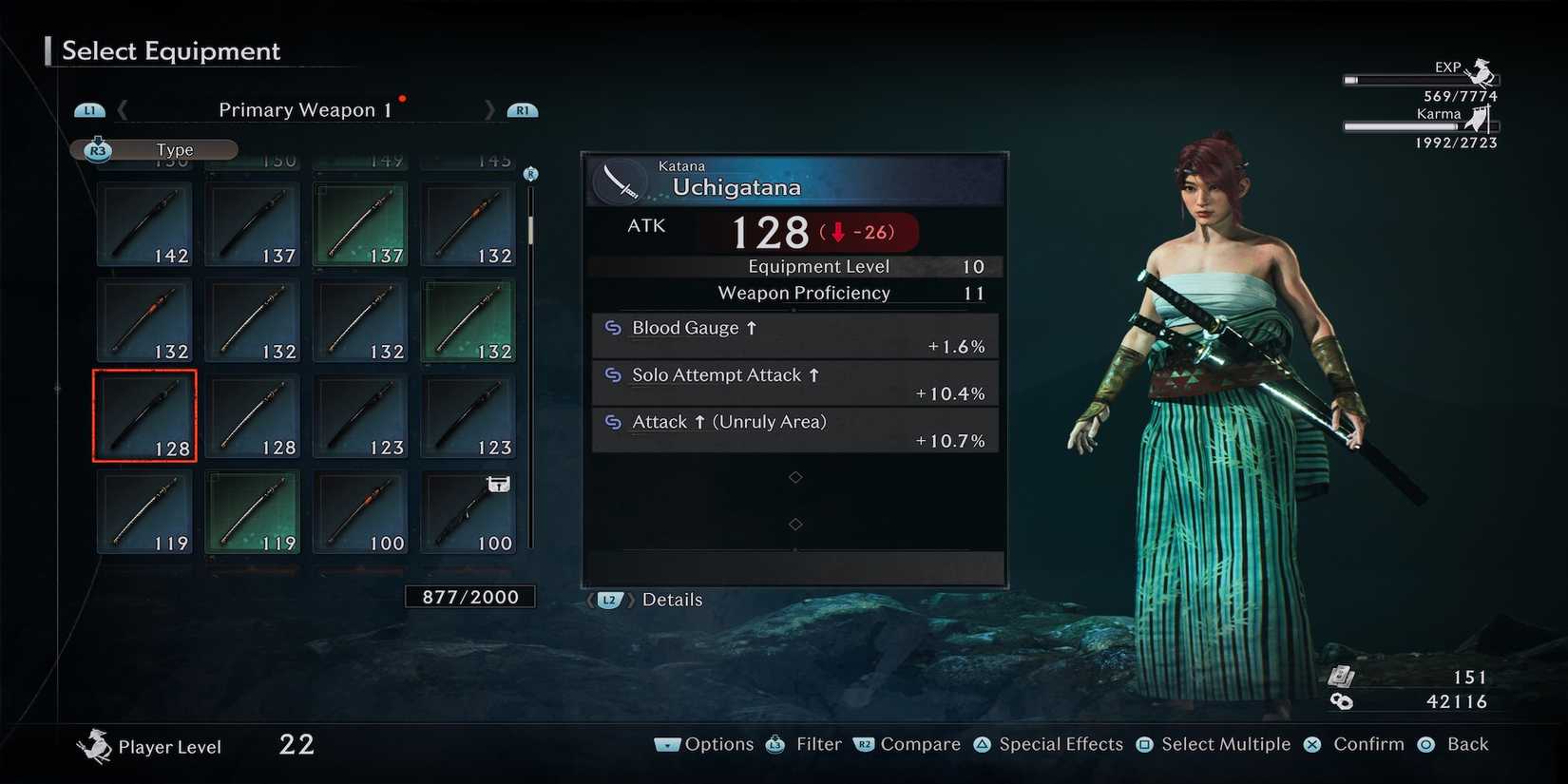 Uchigatana weapon in Rise of the Ronin