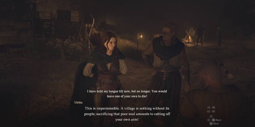 ulrika fighting with harve village leader in dragons dogma 2