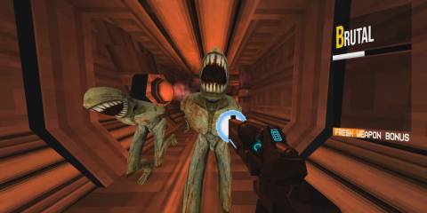 Shooting an enemy upclose in ULTRAKILL