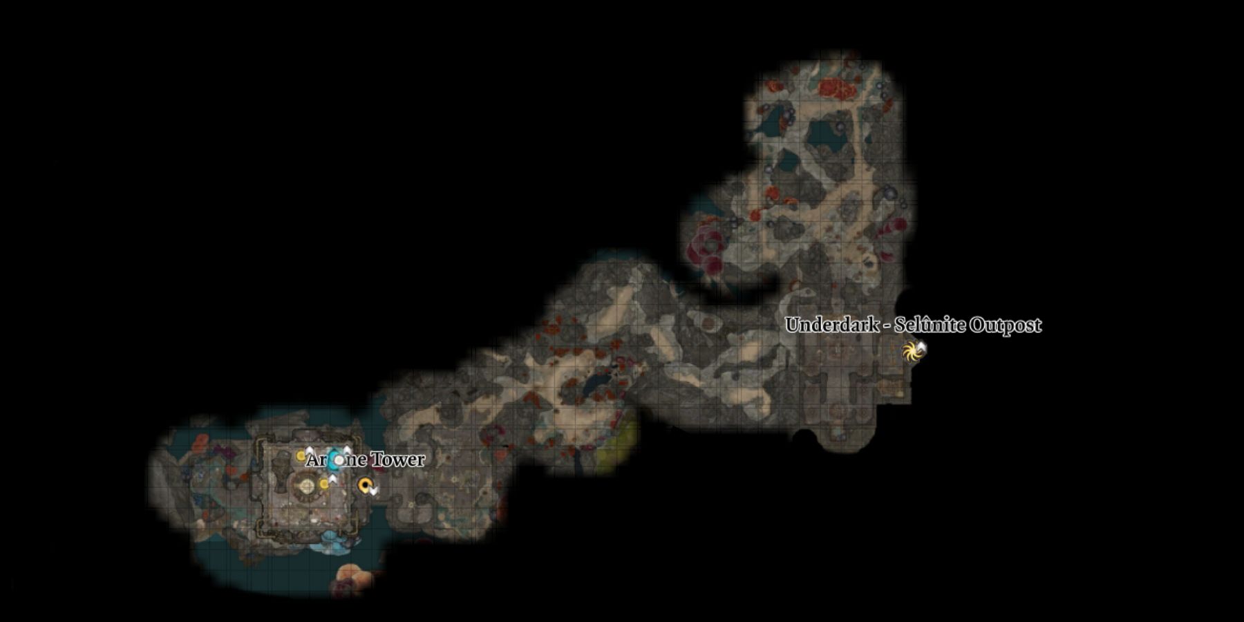 underdark arcane tower map location