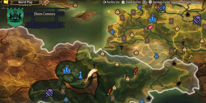 Image of the location on the map of the Castle Laurhal cemetery in Unicorn Overlord