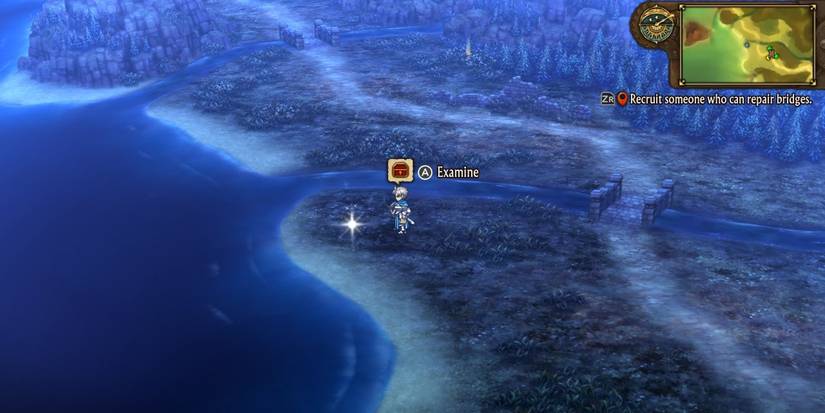 Image of Alain in front of a shining spot in the ground in Unicorn Overlord