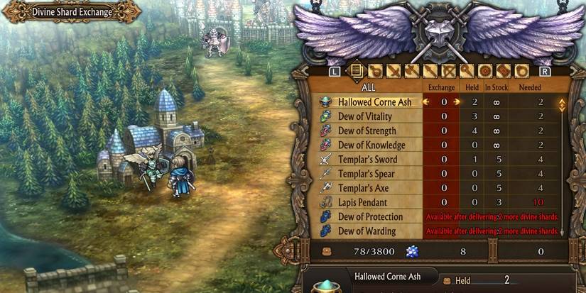 Image of Hallowed Corne Ash available for purchase at the Divine Shard Exchange in Unicorn Overlord