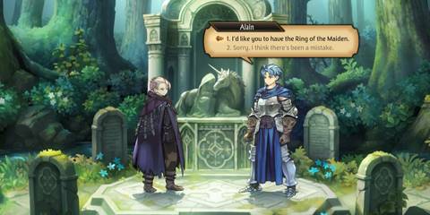 Image of Alain giving Travis the Ring of the Maiden in Unicorn Overlord