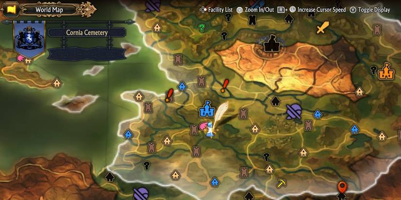 Image of the cemetery in Rondmort Church on the map in Unicorn Overlord