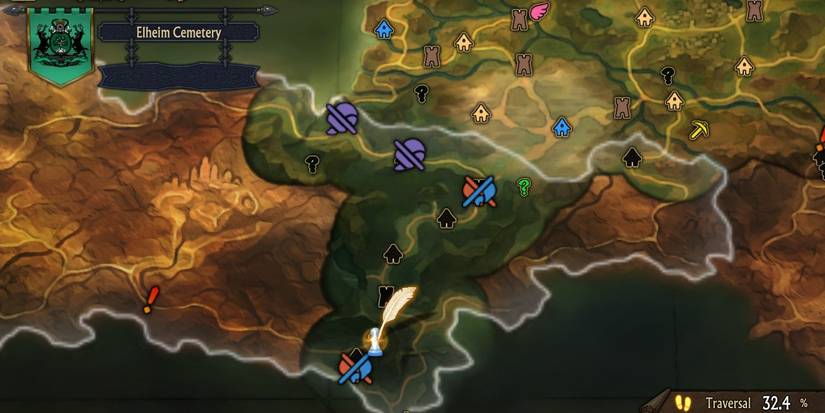 Image of the location on the map of the Simtukka Town cemetery in Unicorn Overlord