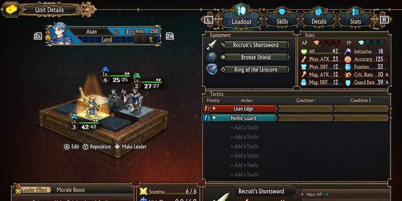 Image of the characters in Alain's Unit in Unicorn Overlord