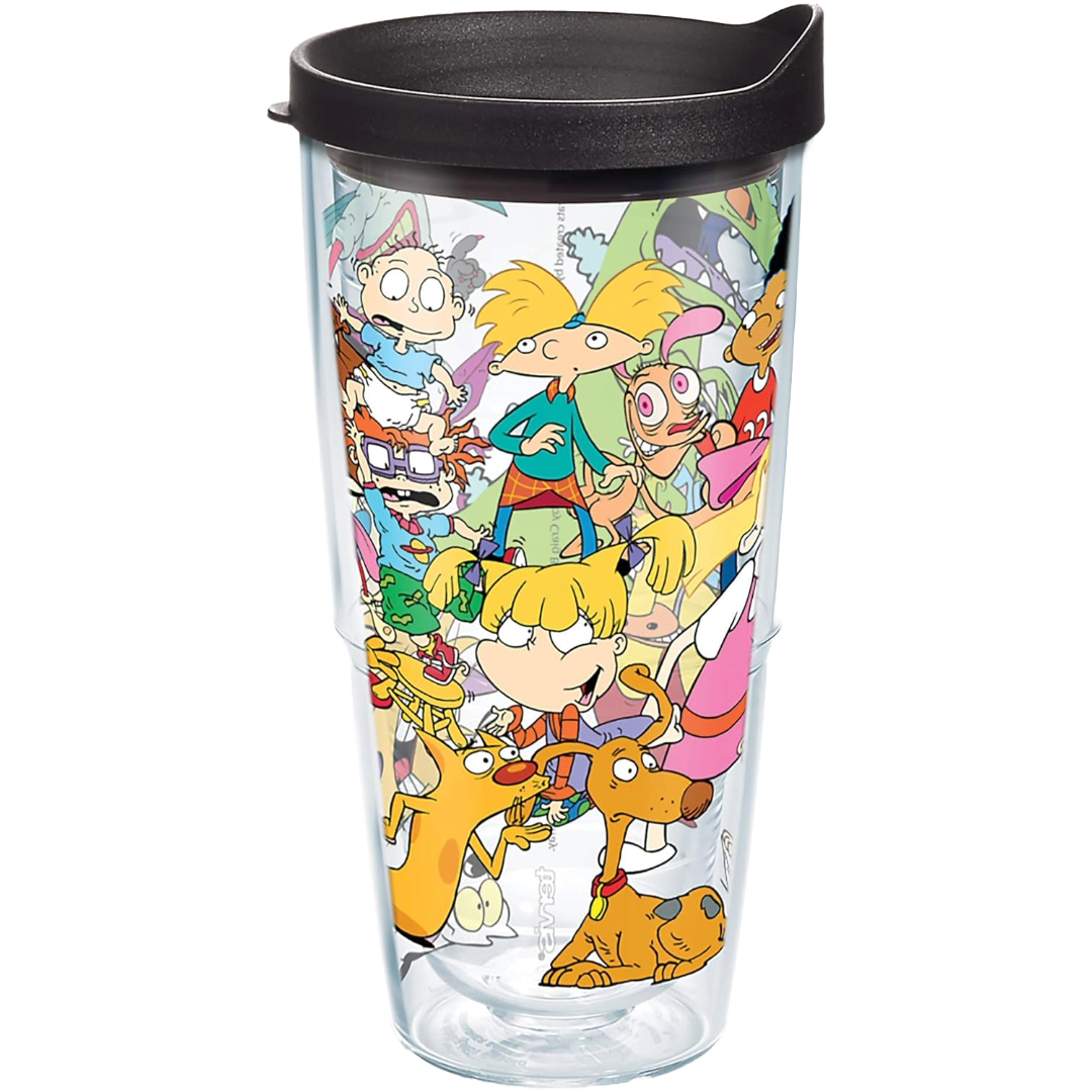 Tervis Nickelodeon - 90's Group Made in USA Double Walled Insulated Tumbler Travel Cup Keeps Drinks Cold & Hot, 24oz, Classic