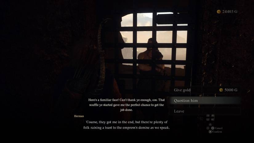 A player speaking with the assassin from "Shadowed Prayers" in Dragon's Dogma 2