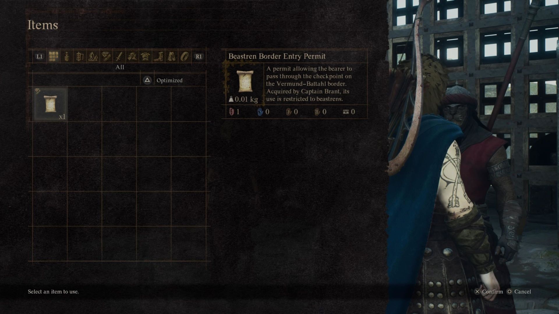 A player using a Border Entry Permit in Dragon's Dogma 2