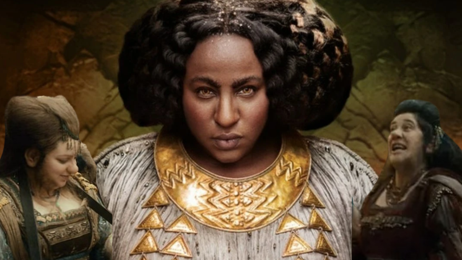 Dis from Rings of Power bordered by 2 dwarf women