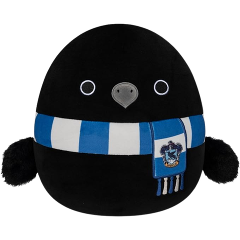 This image shows a Ravenclaw raven plush in a house scarf