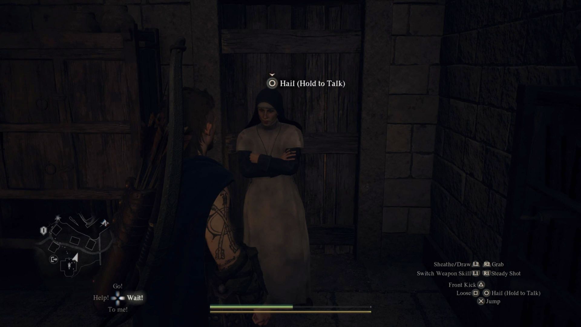 A player with Elena the Abbess in Dragon's Dogma 2
