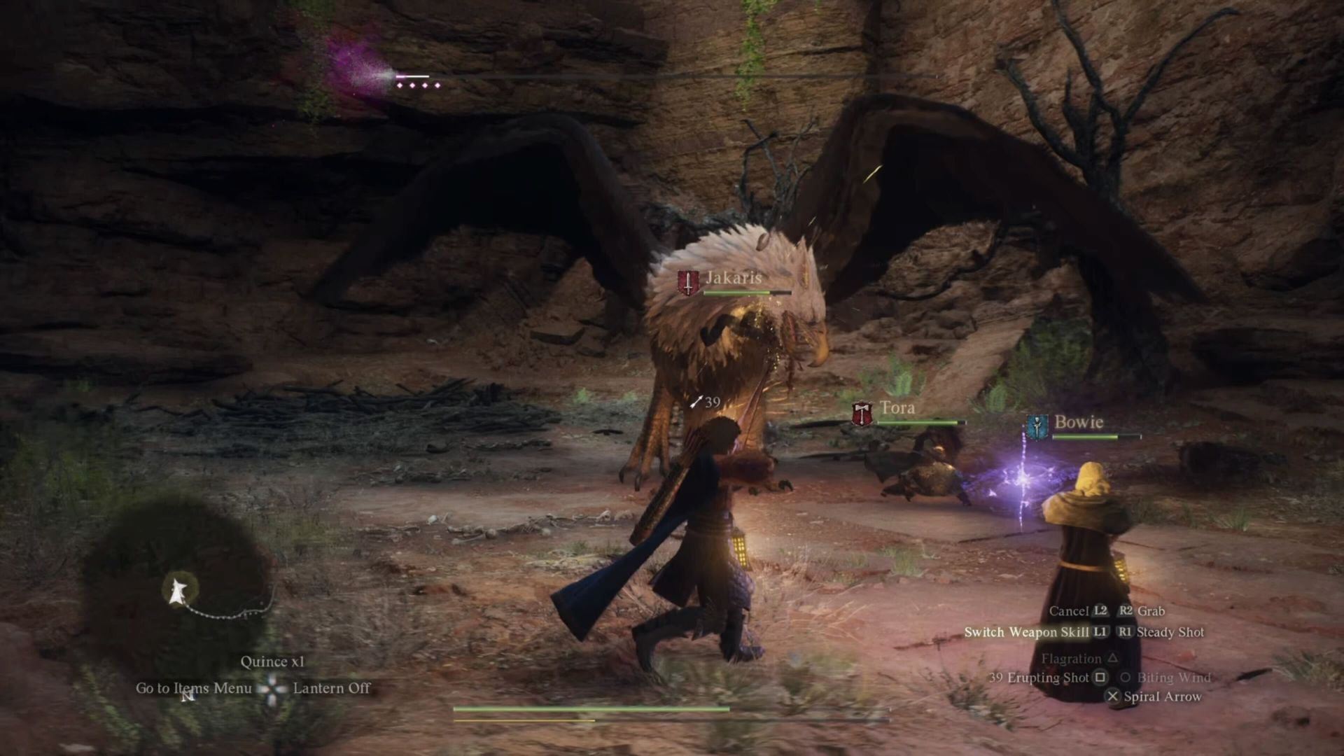 A player battling a Griffin in Dragon's Dogma 2