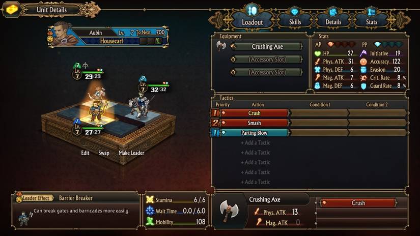 Leader settings in Unicorn Overlord