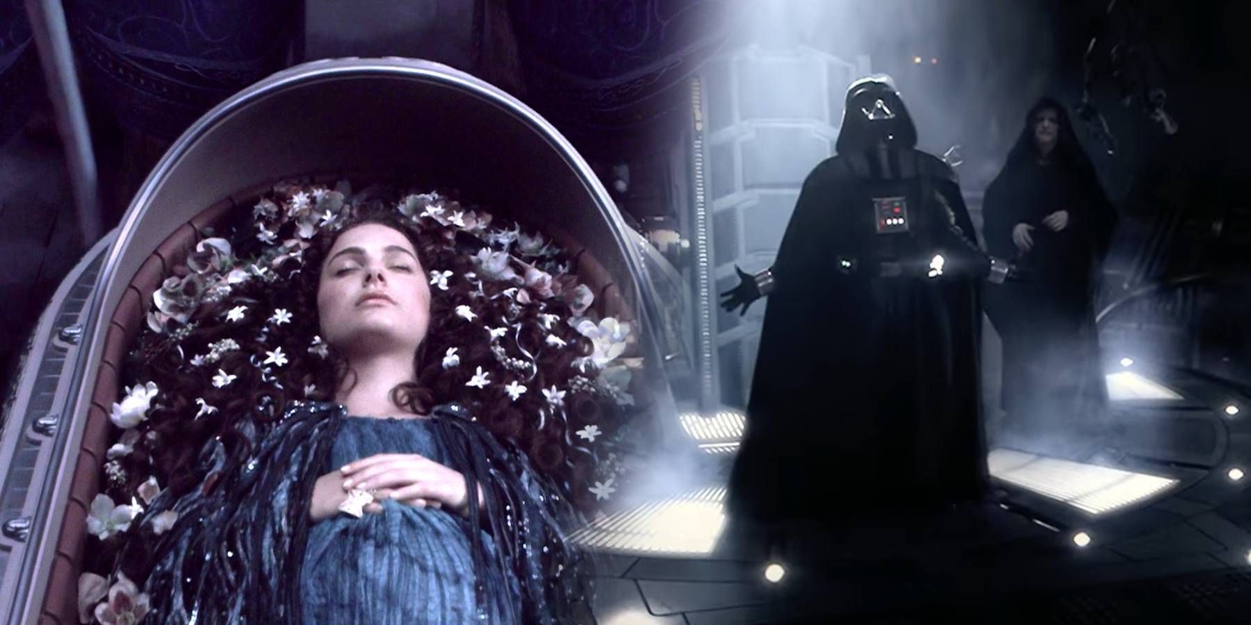 Natalie Portman as Padmé Amidala in Padmé's funeral scene and Darth Vader both from Star Wars: Episode III: Revenge of the Sith