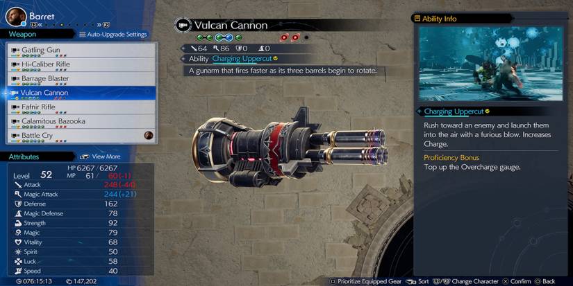 Vulcan Cannon weapon in Final Fantasy 7 Rebirth