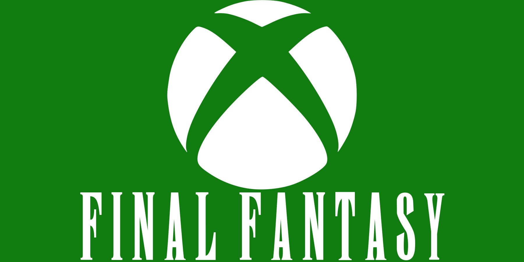 white Final Fantasy wordmark below Xbox logo submark on dark green background