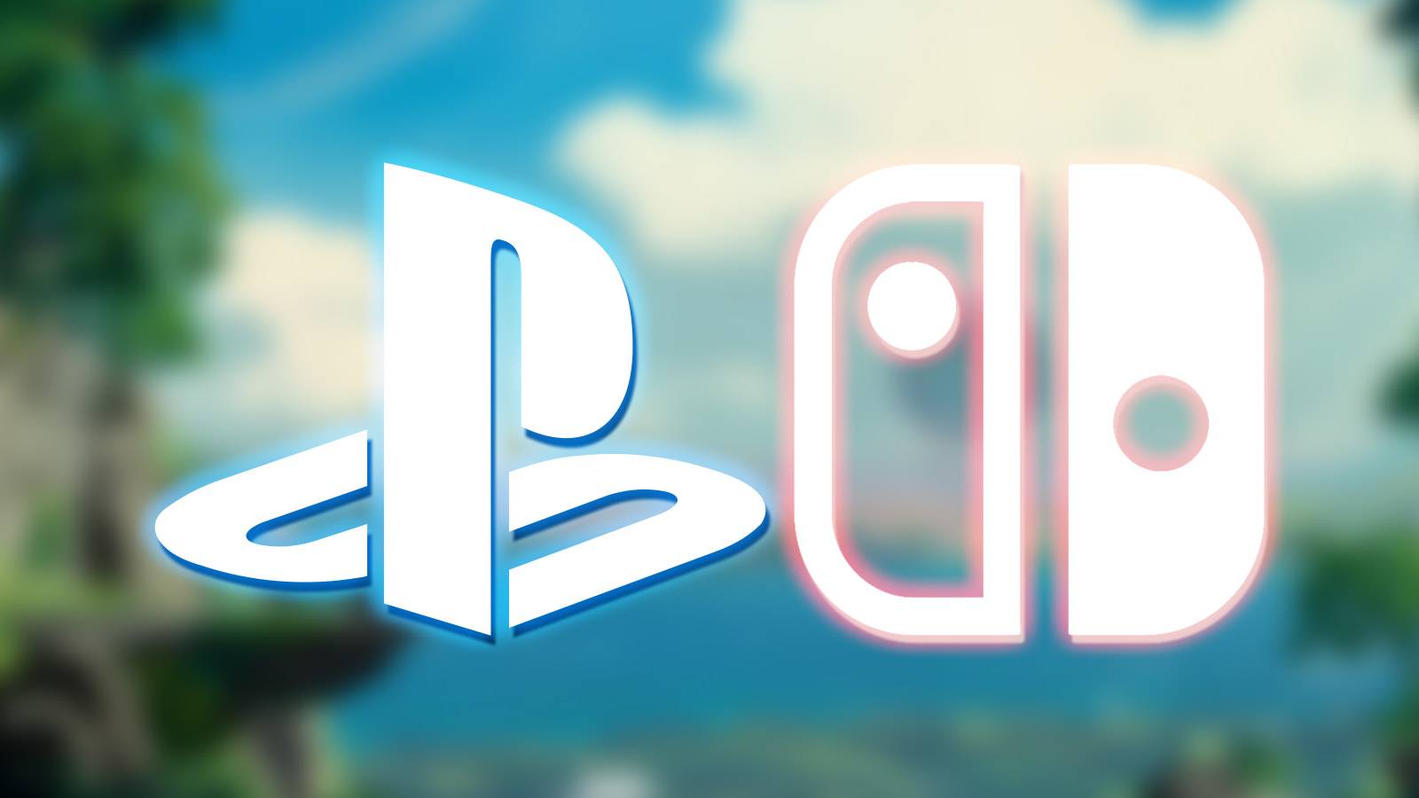 White glowing PlayStation emblem and Nintendo Switch logos on blurred Planet of Lana landscape screenshot