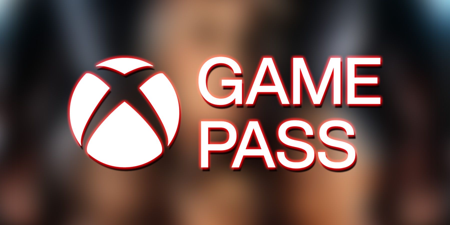 White Xbox Game Pass logo with red outer glow and drop shadow on blurred The Quarry box cover artwork crop