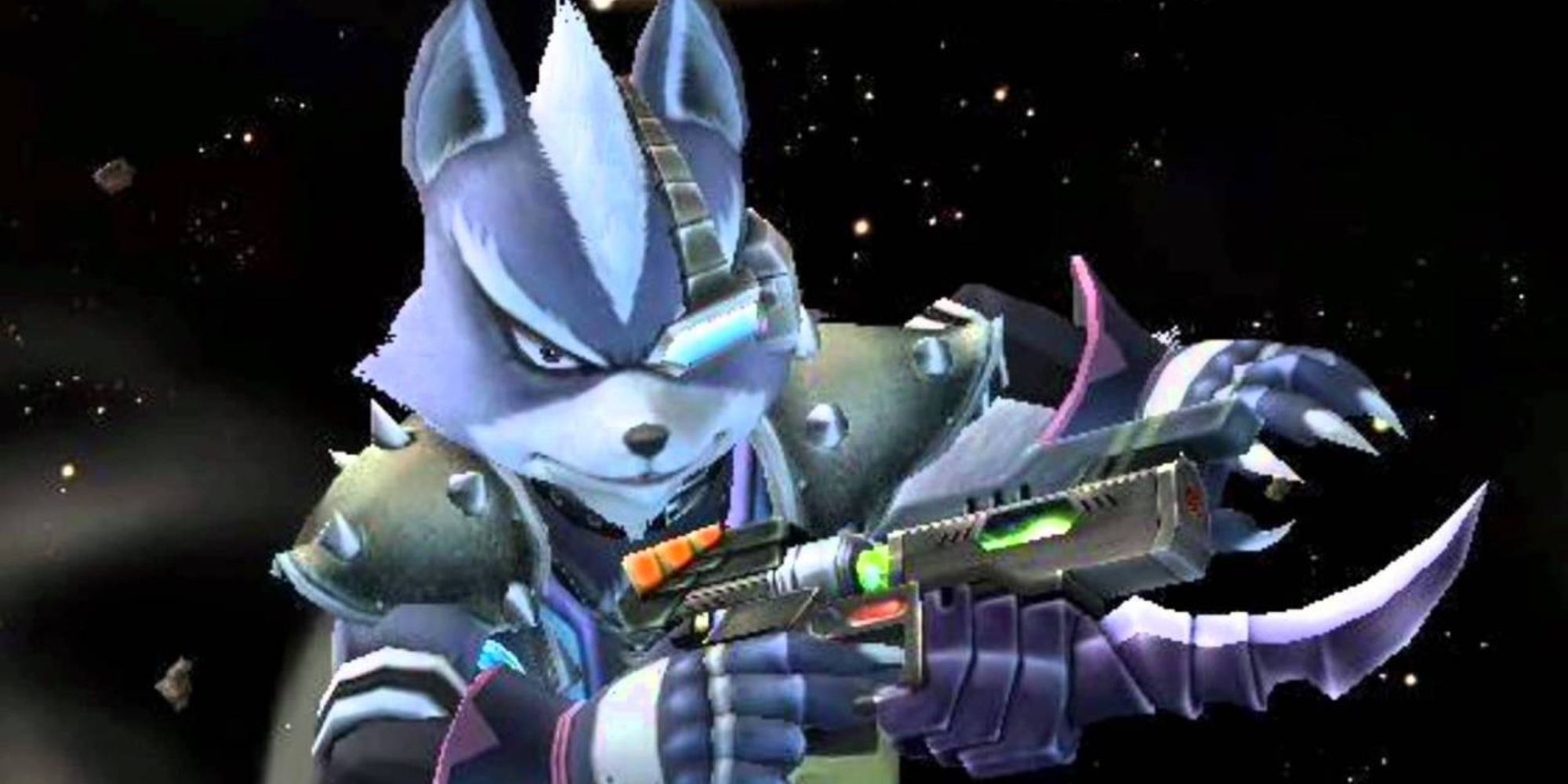 Wolf with his blaster in SSBB