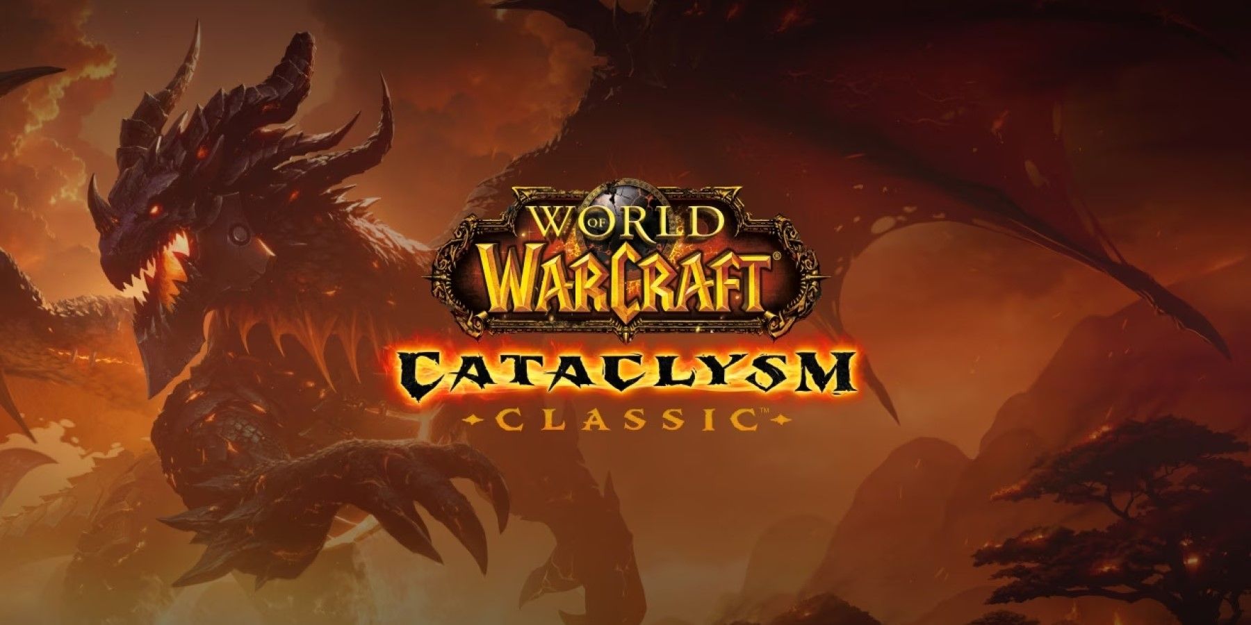 deathwing from the wow cata classic key art with the logo