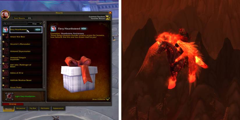 Fiery Hearthsteed mount in World of Warcraft
