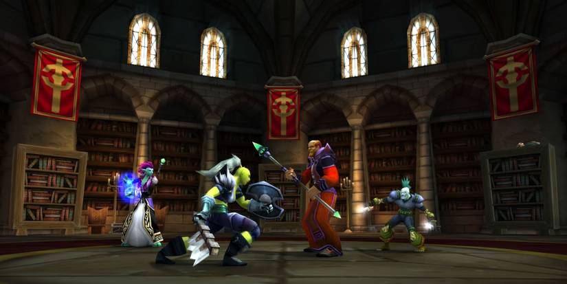 Fighting in Scarlet Monastery in World of Warcraft Classic