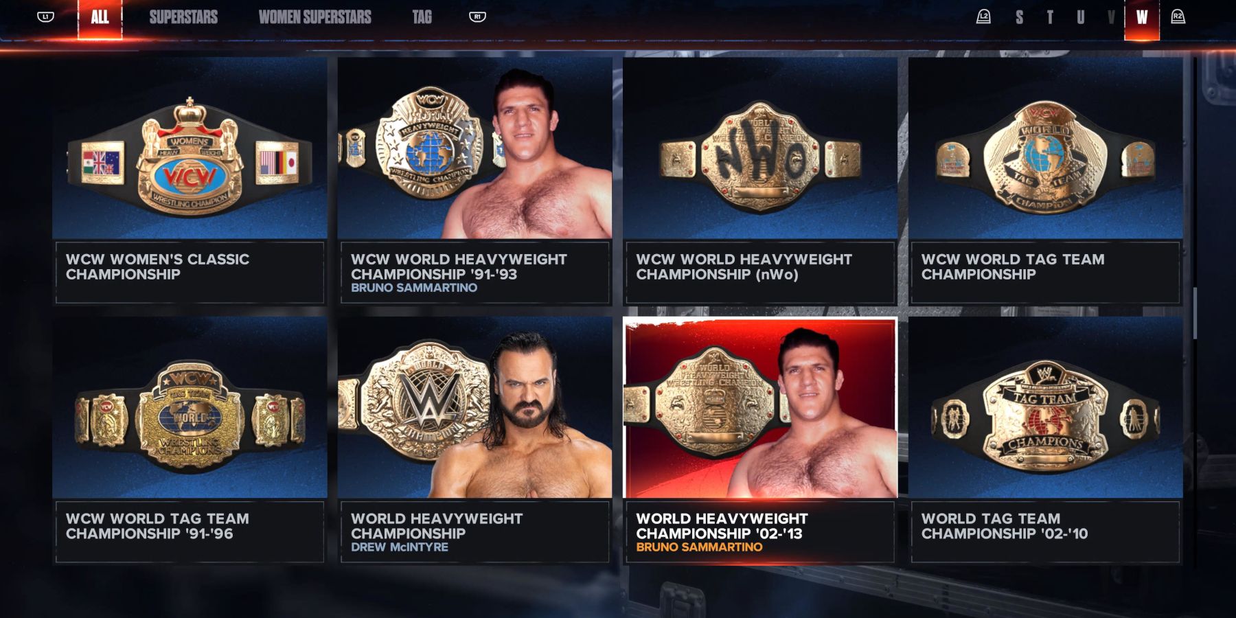 WWE 2K24 - assigning Bruno Sammartino as a double champ in Universe
