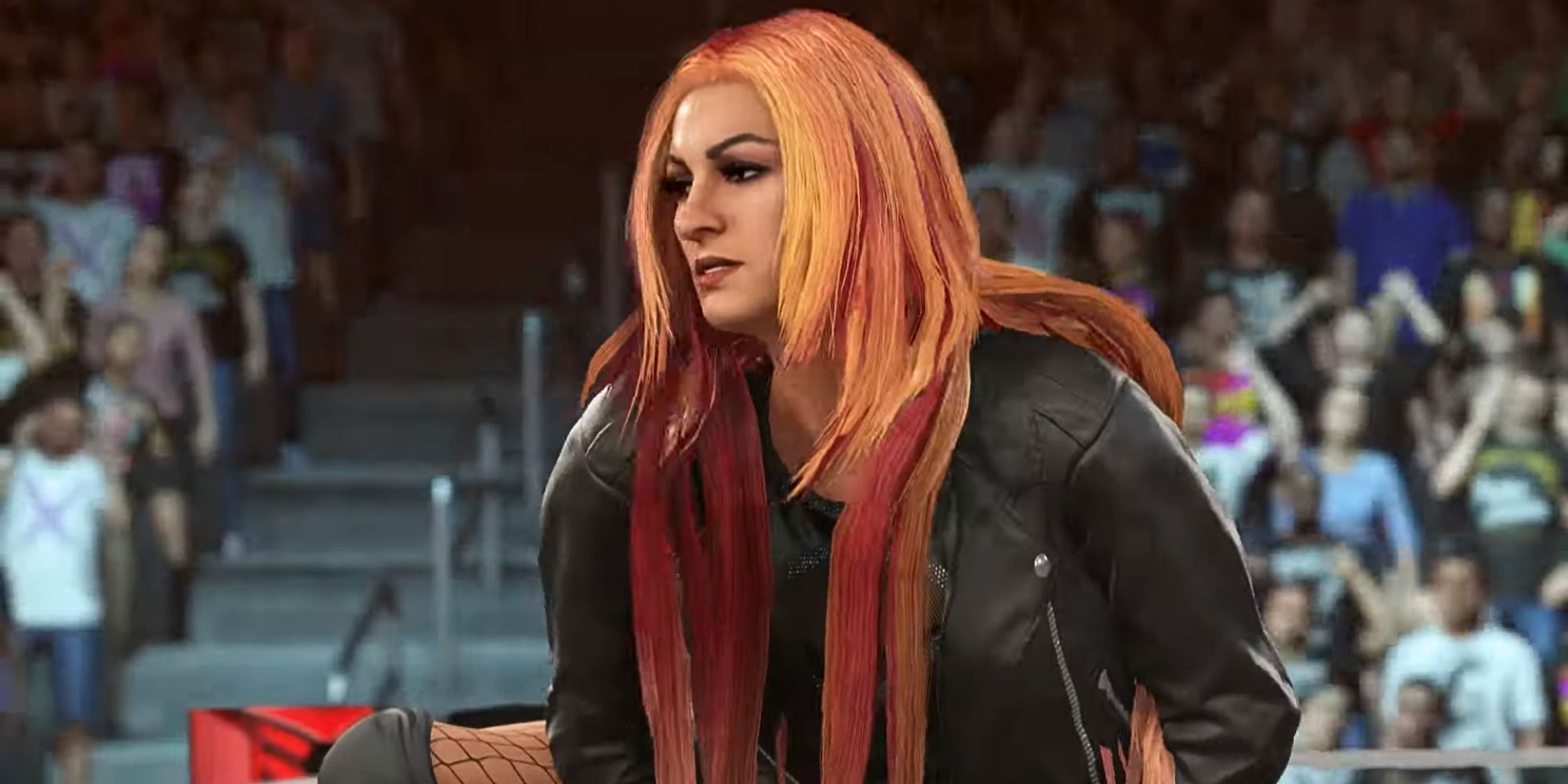 Becky Lynch looking out at the crowd in WWE 2K24