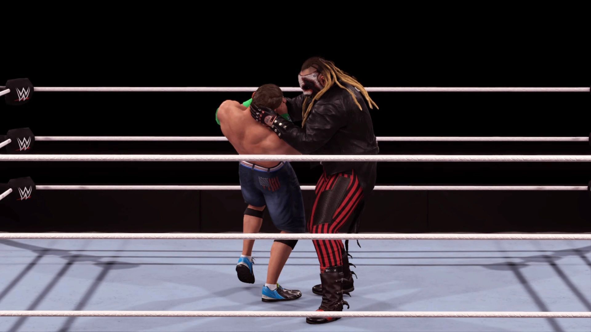 The Fiend Bray Wyatt performing a Mandible Claw on John Cena in WWE 2K24