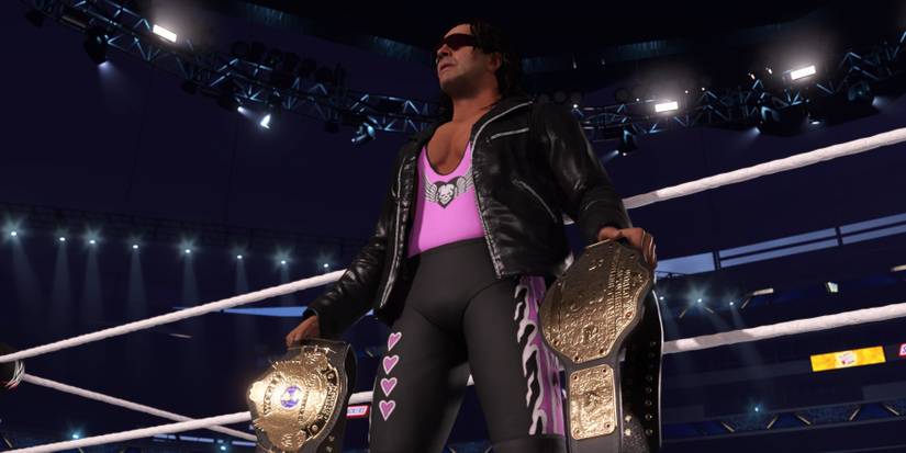 WWE 2K24 -  Bret Hart with the old school WWE and NWA belts