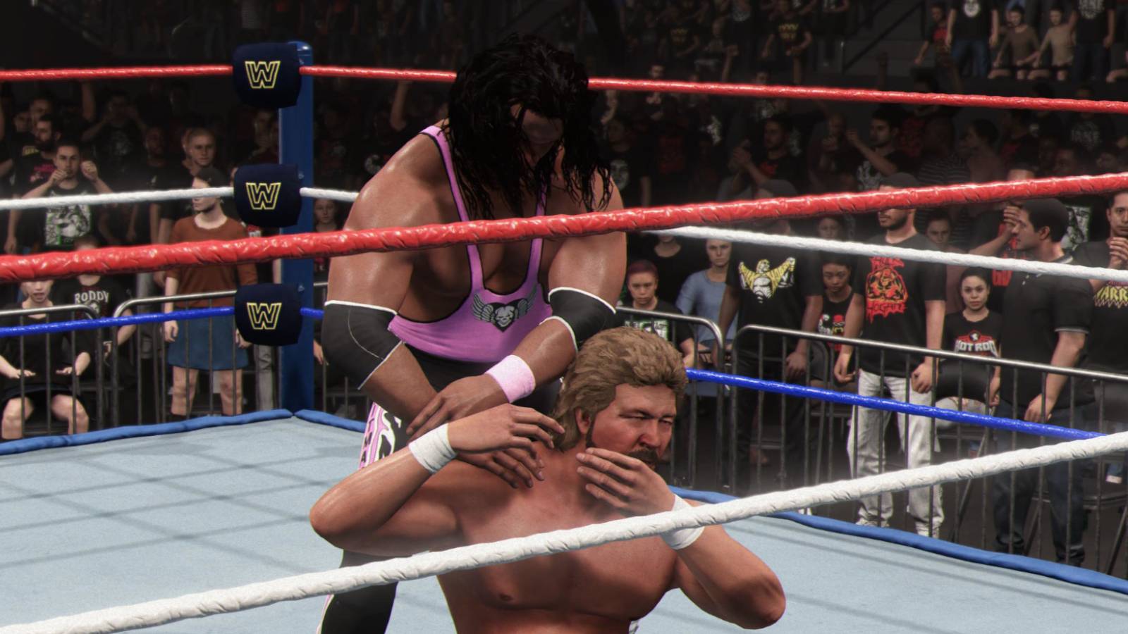 WWE 2K24 Bret Hart with the Shoulder Claw on the the Million Dollar Man-1