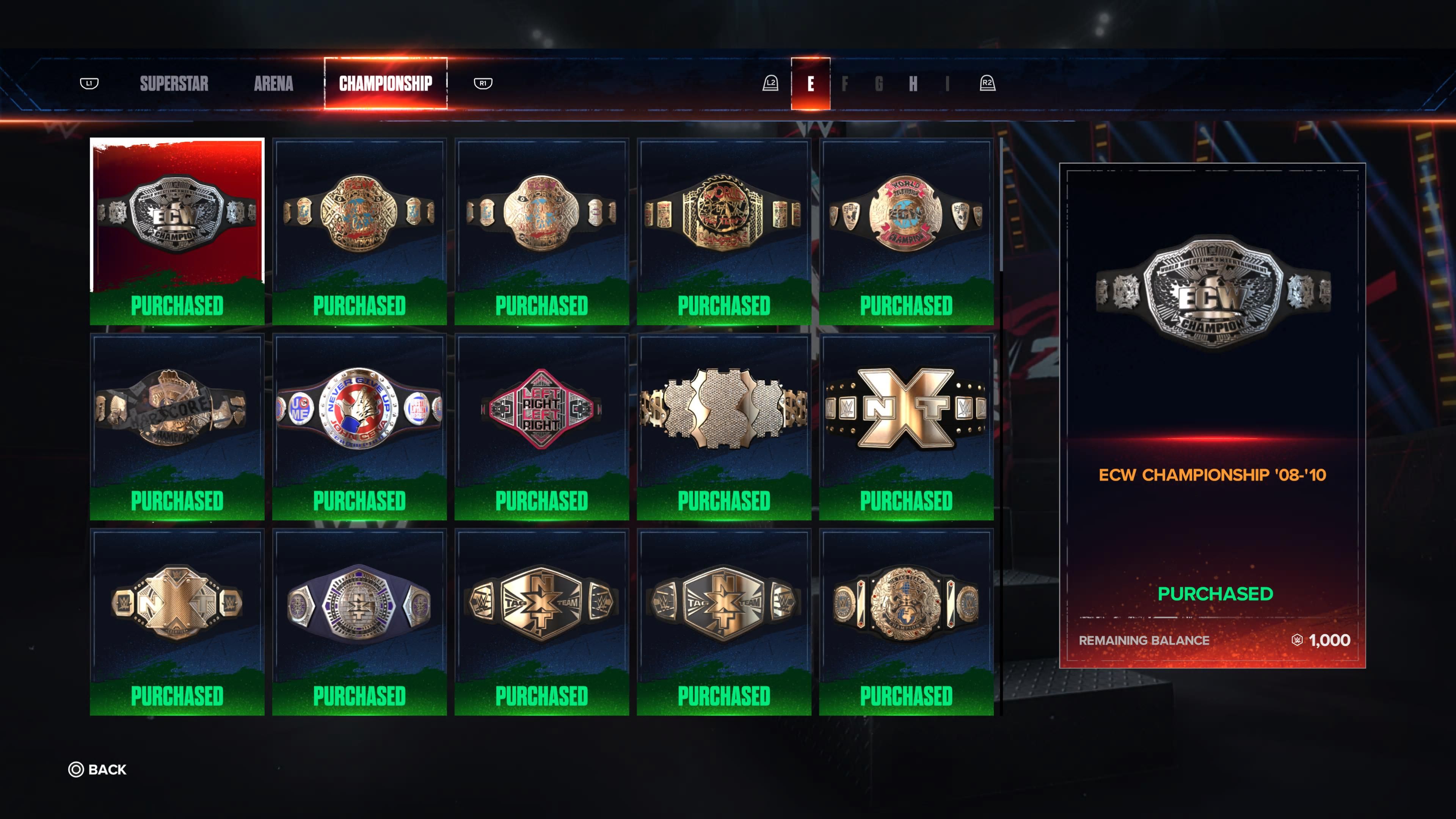 WWE 2K24 Championships Store