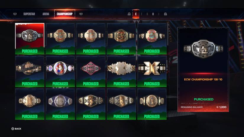 WWE 2K24 Championships Store