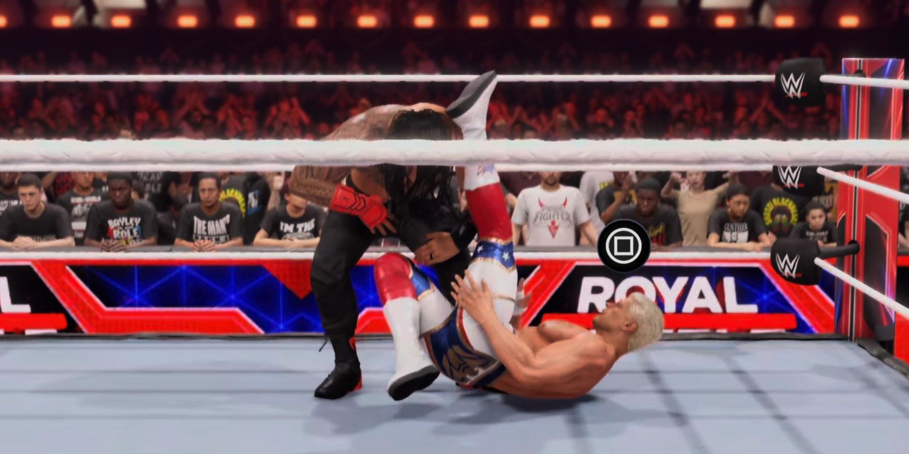 WWE 2K24 Cody breaking the grapple hold with the breaker button - Counter Grounded Grapples In WWE 2K24