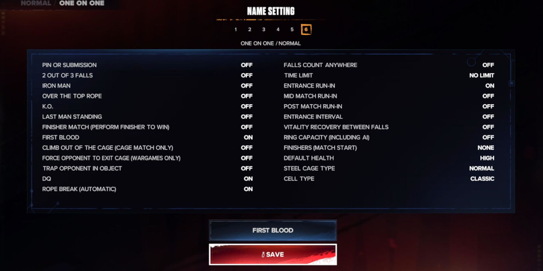 WWE 2K24 First Blood Rules set