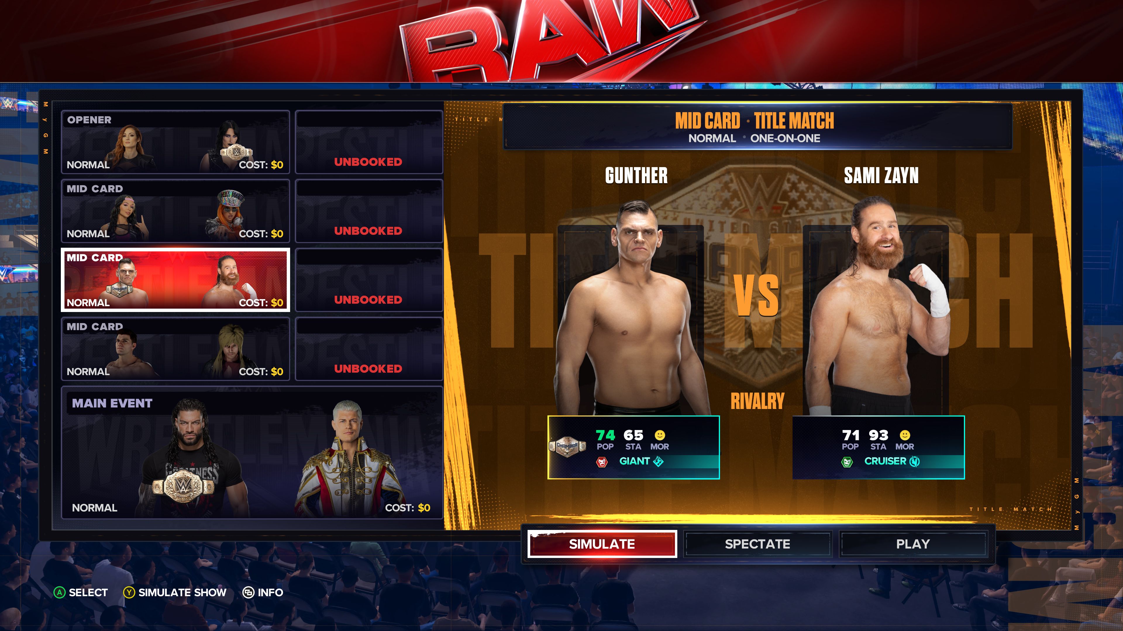 WWE 2K24 Gunther vs. Sami Zayn