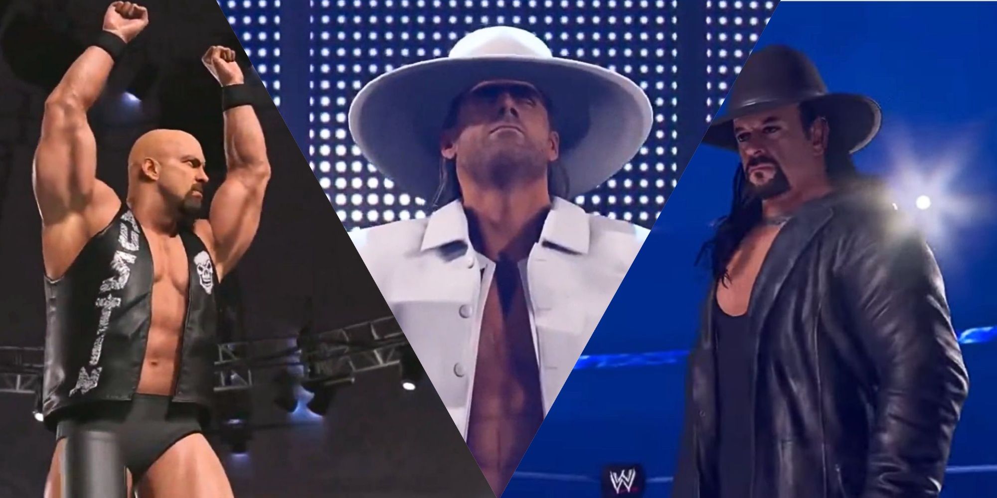 Stone Cold Steve Austin, Shawn Michaels, and the Undertaker in WWE 2K24