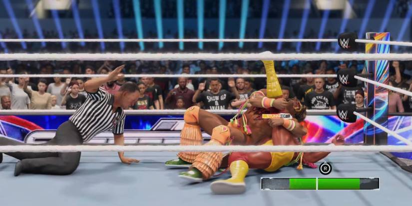WWE 2K24 Hulk Hogan escaping the first finisher from Ultimate Warrior with the custom settings
