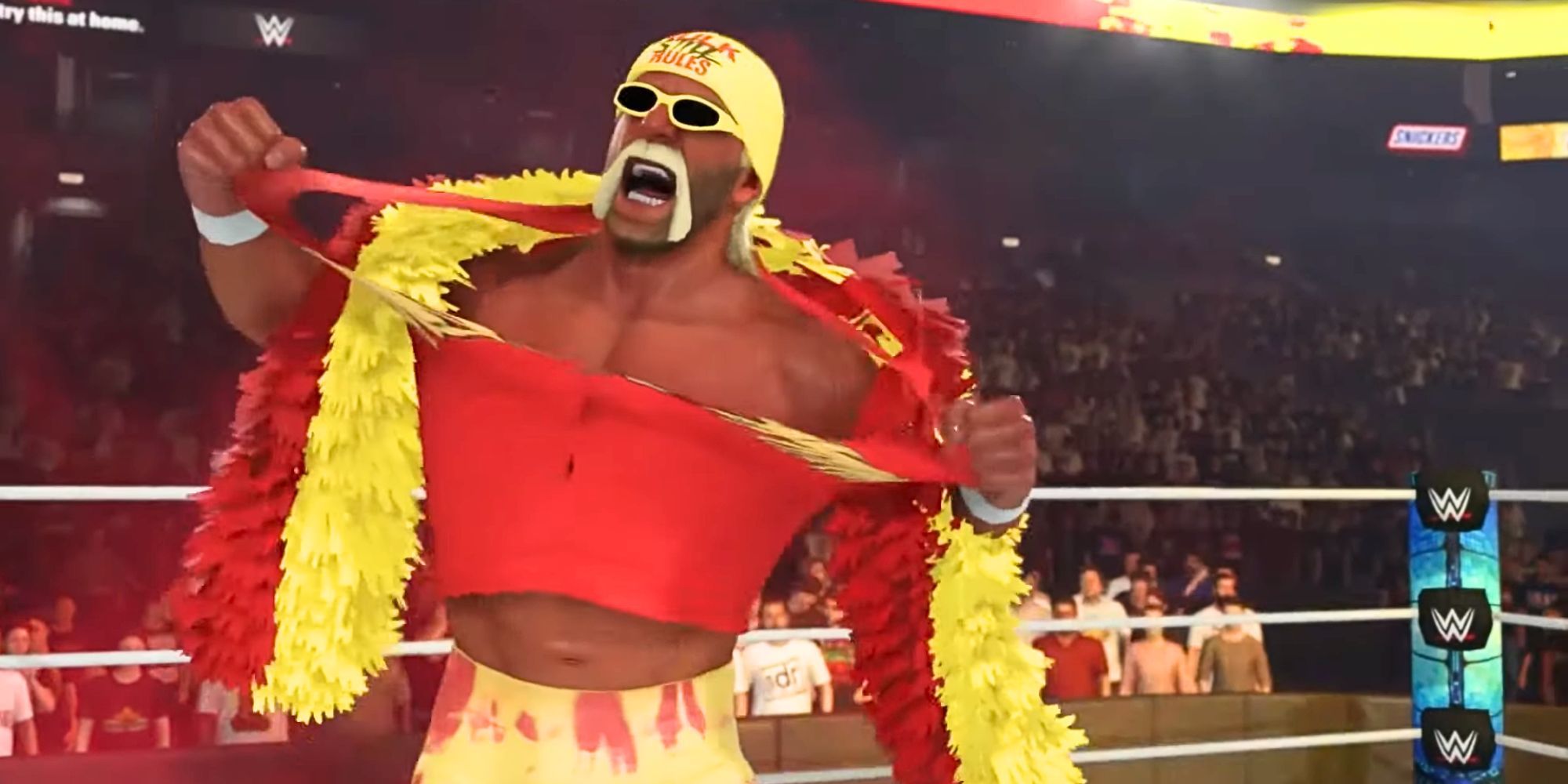 Hulk Hogan tearing his shirt in WWE 2K24