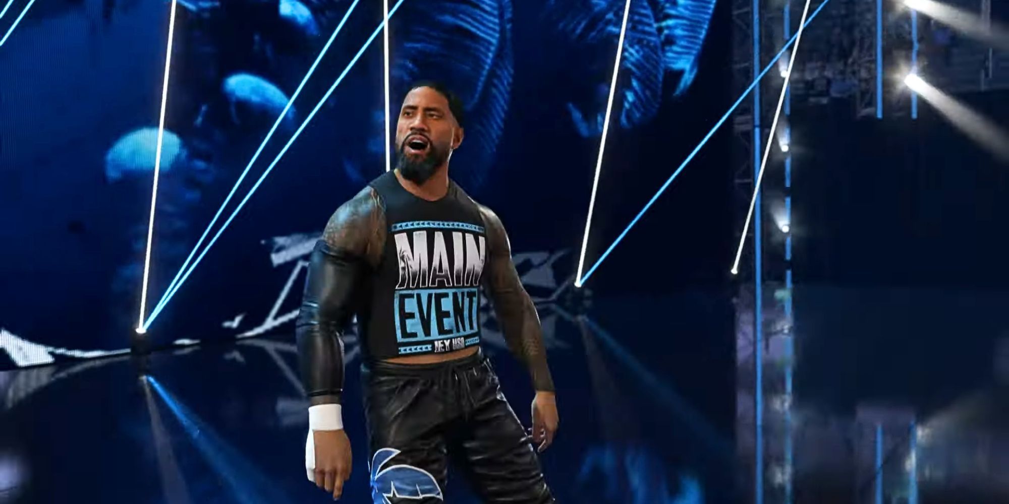 Jey Uso during his entrance in WWE 2K24