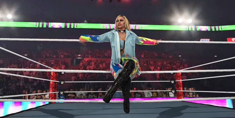 Liv Morgan sitting on the ropes in WWE 2K24