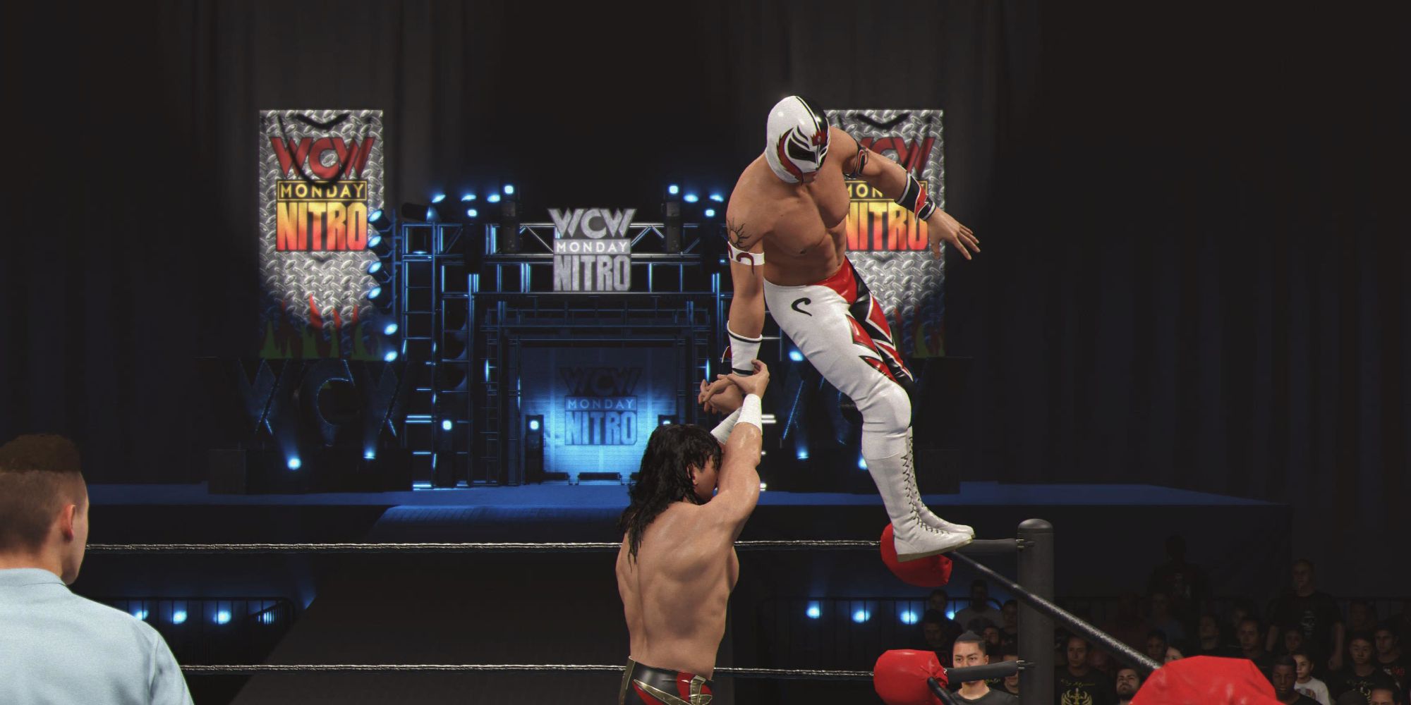 WWE 2K24 Rey with the Springboard Arm Drag on Eddie