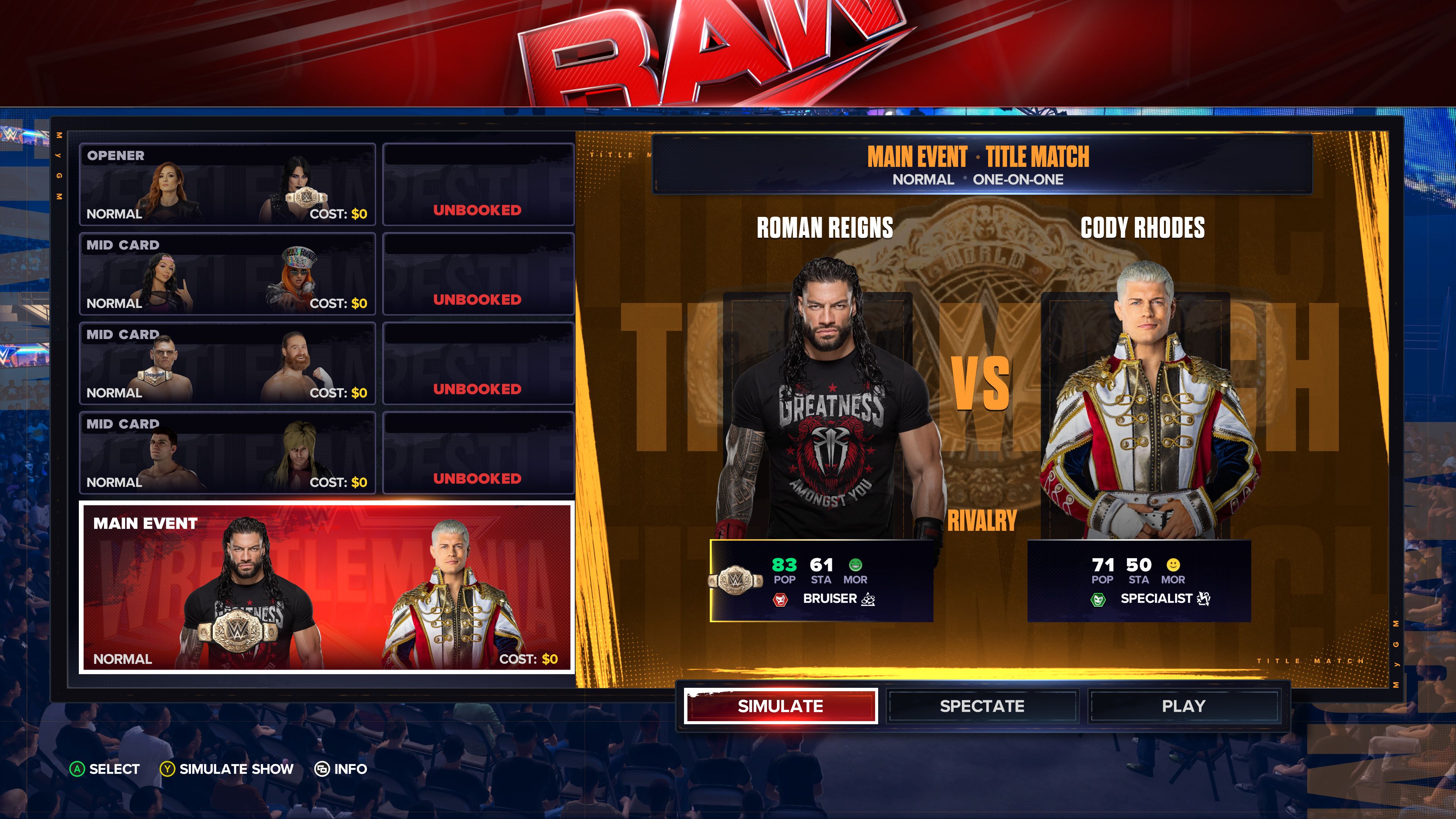 WWE 2K24 Roman vs. Cody